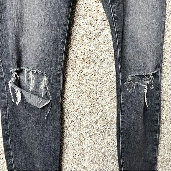 J Brand Gray Nemesis Mid-Rise Distressed Knee Super Skinny Stretch Jeans 27 - Picture 4 of 8